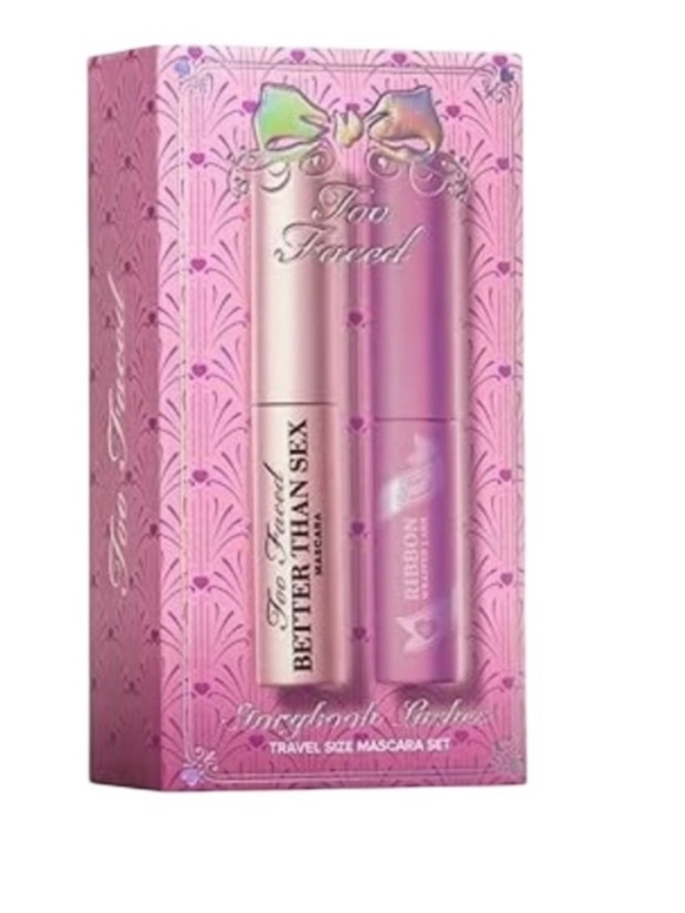 Too Faced Pink Metallic Travel-Size Mascara Duo better than sex : ribbons
